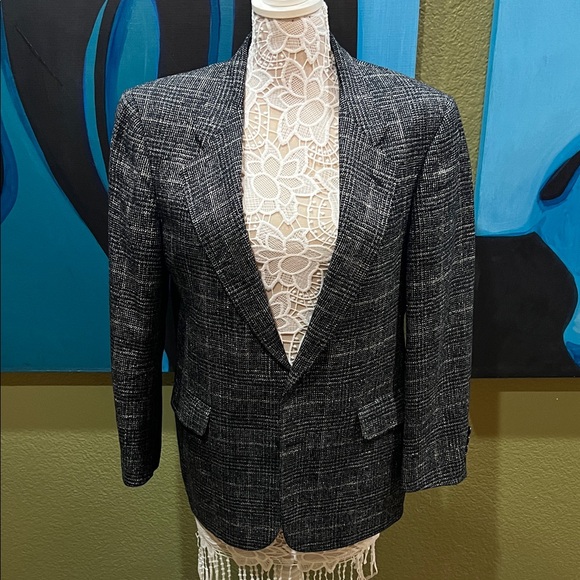 Adolfo Charcoal and White Patterned Blazer - Picture 2 of 7
